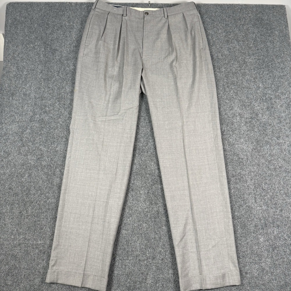 Vintage Polo Golf Ralph Lauren Mens 35x33 Pleated Cuffed Dress Pants Gray Wool